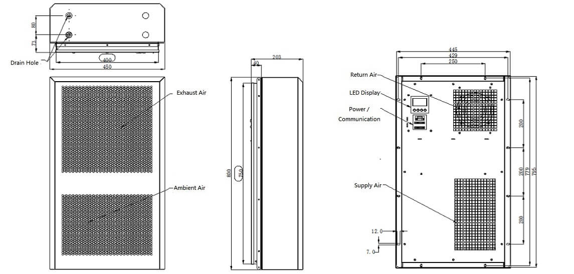 1000W Solar Cell Cabinet အတွင်းပိုင်း Dimensions