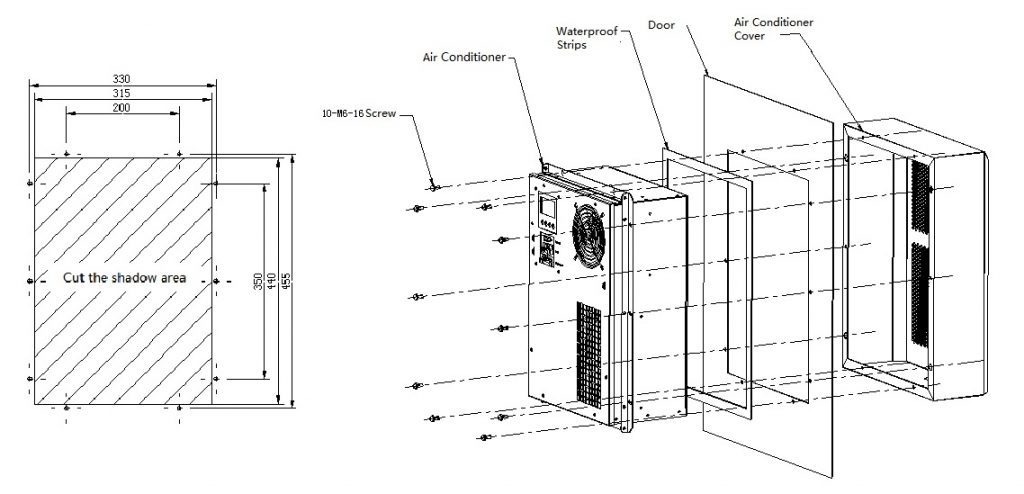 AC220V 50Hz 400W Air Conditioner For Outdoor Telecom Cabinet