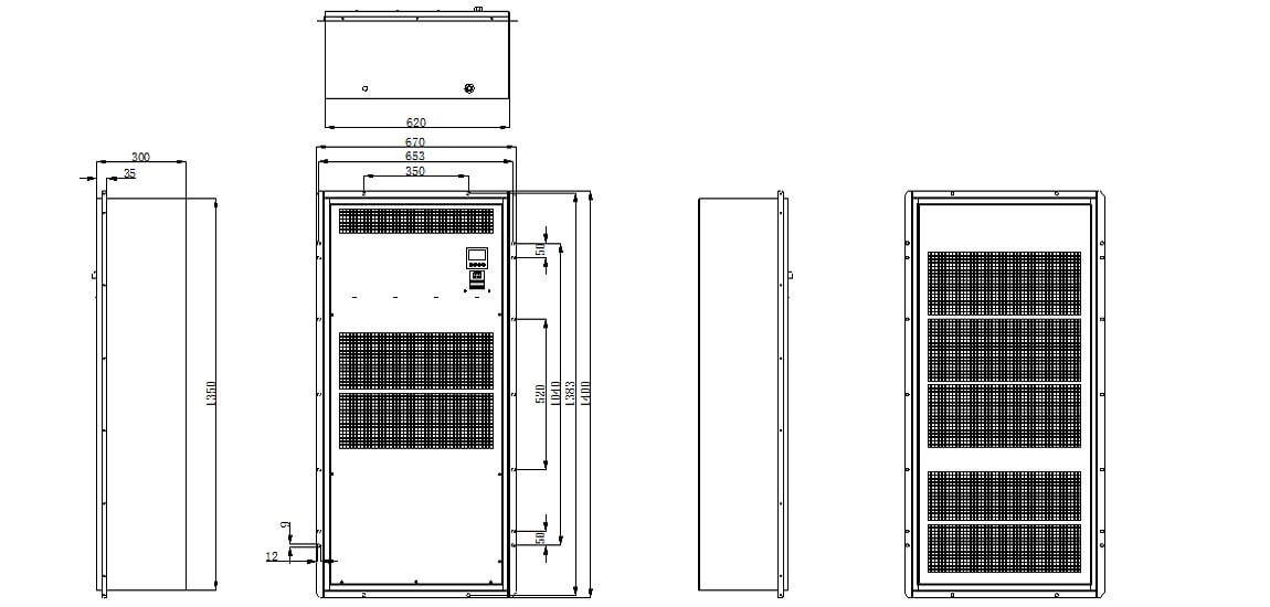 Dimensiones del aire acondicionado IP65 5000W