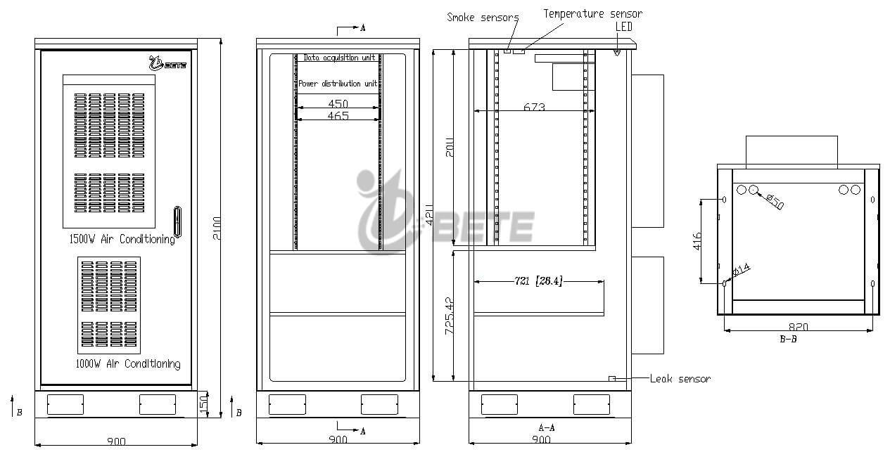 IP55 Air Conditioner Cooling Cabinet Outdoor Telecom Enclosure