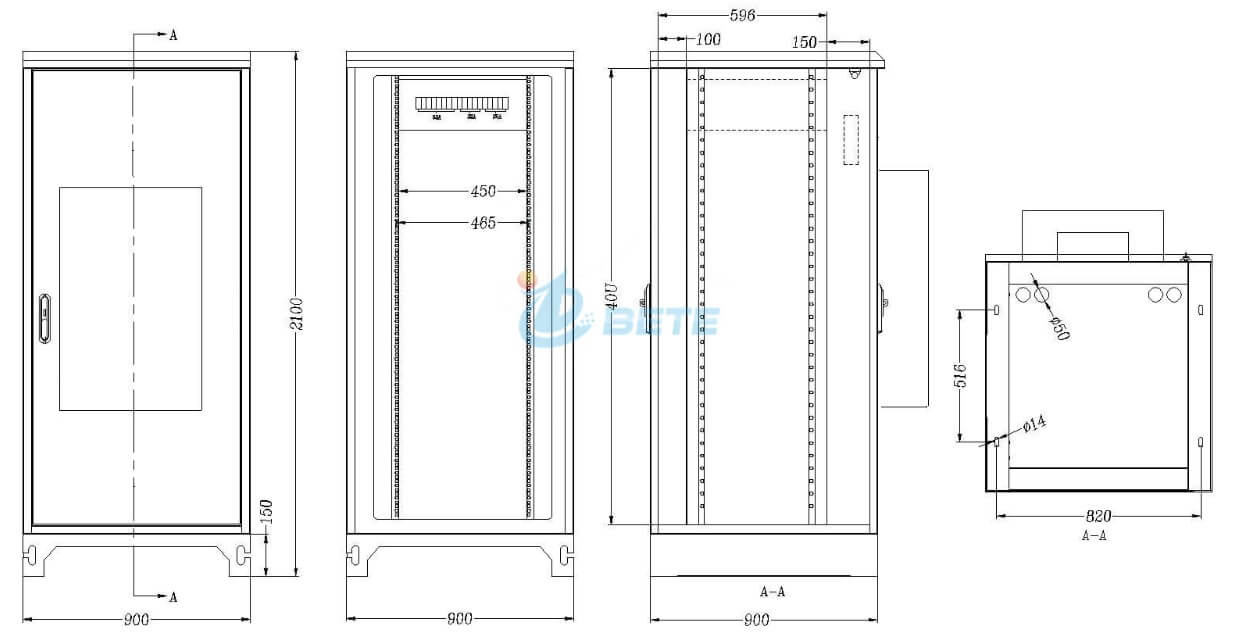 42U Racked Mounted Outdoor Equipment Cabinet 