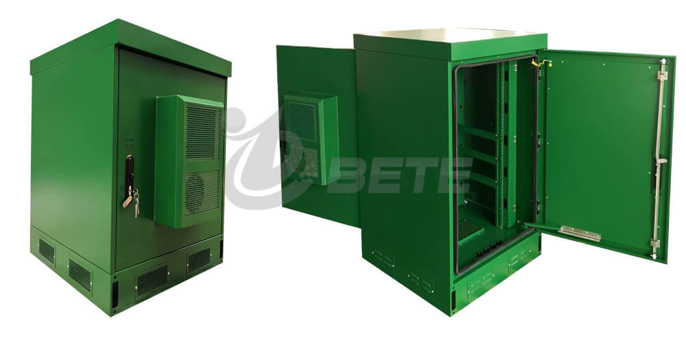 نظام تبريد مكيف هواء خزانة بطارية الليثيوم في الهواء الطلق اللون الأخضر