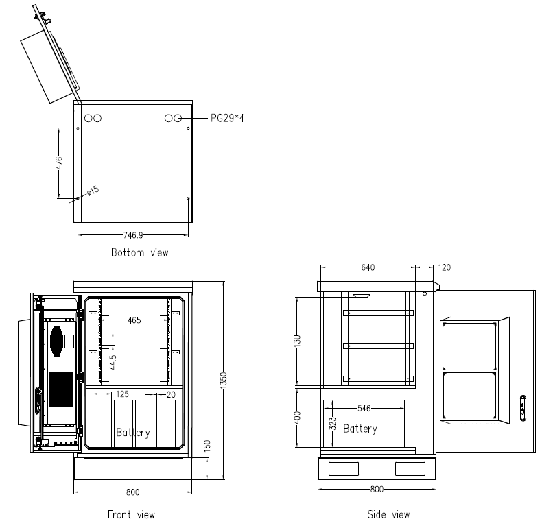 13U/24U наружный силовой шкаф шкаф кондиционирования воздуха, Электрический шкаф корпуса аккумуляторной батареи шкафа питания выпрямителя IP65