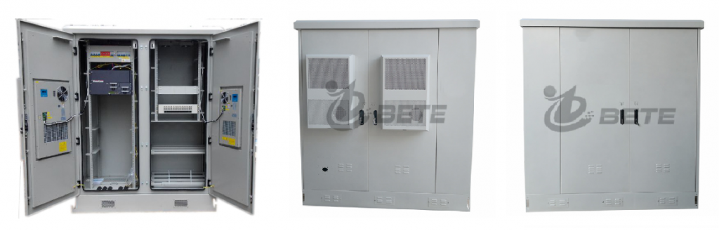 33U Outdoor Telecom Shelter DC Air Conditioner 19 Inch Rack And Battery Shelves